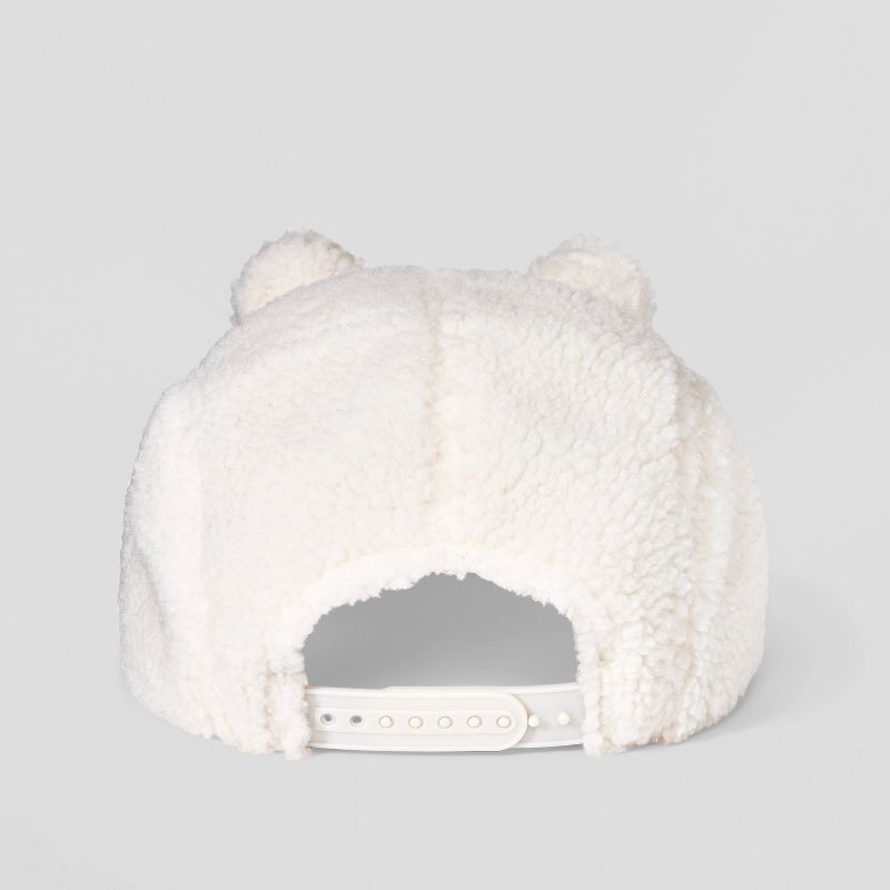 Toddler Faux Shearling Bear Baseball Hat - Cat & Jack™ Off-White, 3 of 8
