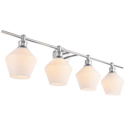 Gene 4-Light Brass and Frosted White Glass Dimmable Wall Sconce