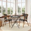 Flash Furniture 2 Pack Bordeaux Indoor/Outdoor Commercial Bistro Stacking Chair with Arms, PE Rattan and Bamboo Print Aluminum Frame - 2 of 4