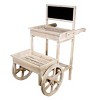 Alpine Corporation Small Novelty Wooden Cart Plant Stand with Chalkboard: 2-Tier, Antique Style Display - 3 of 4