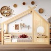 Twin/Full Montessori Bed Frame House Floor Bed, Platform Bed with Window, Built-in Shelf & House-Shaped Roof - ModernLuxe - 2 of 4