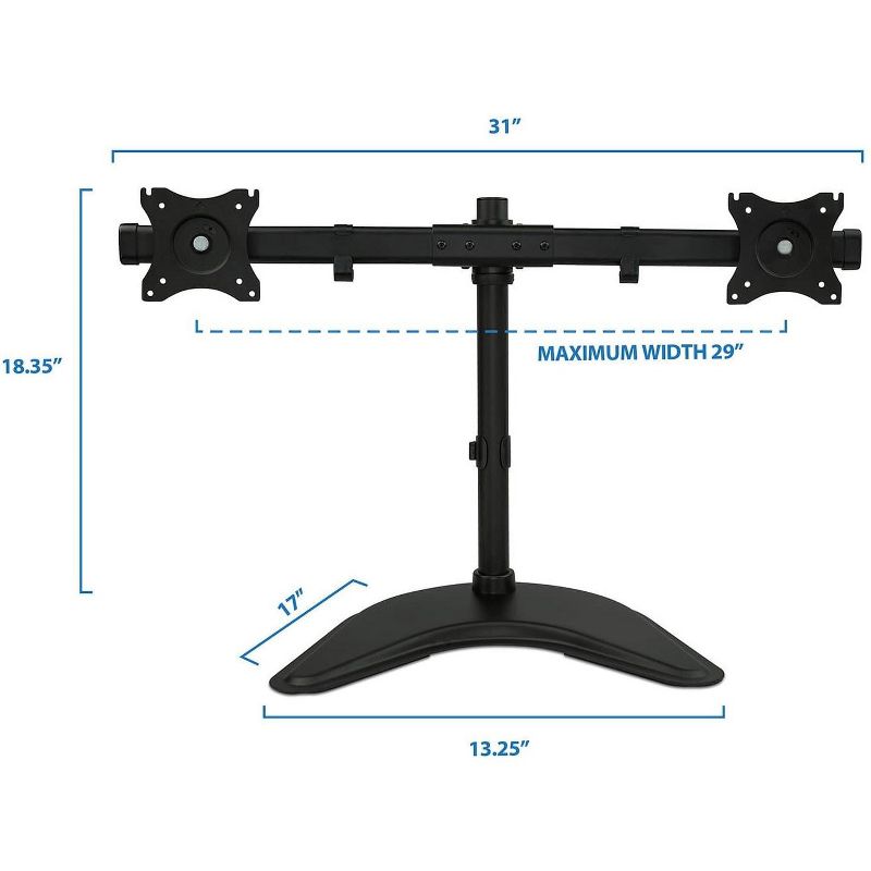 Mount-It! Free Standing Dual Monitor Stand | Double Monitor Desk Mount | Fits Two 19 - 27 Inch Computer Screens | 2 Heavy Duty Height Adjustable Arms, 3 of 6