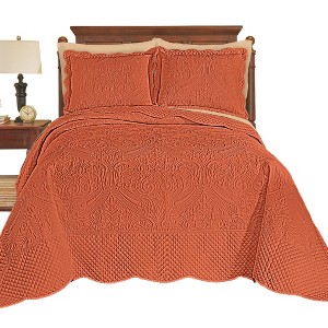 Collections Etc Luxe Textured Diamond Design Scalloped Edge Oversize Bedspread - 1 of 3