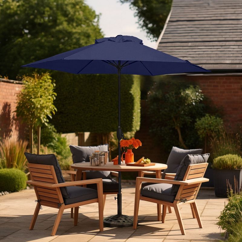 Four Seasons Courtyard Brookfield 9 Foot Market Patio Table Umbrella with Aluminum Pole, for Outdoor Space, Garden, Deck, and Porch, Navy, 4 of 7