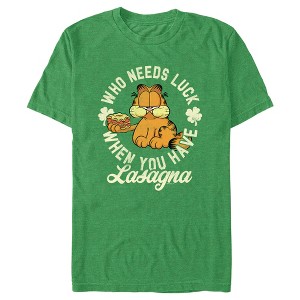 Men's Garfield St. Patrick's Day Who needs Luck when You have Lasagna T-Shirt - 1 of 4