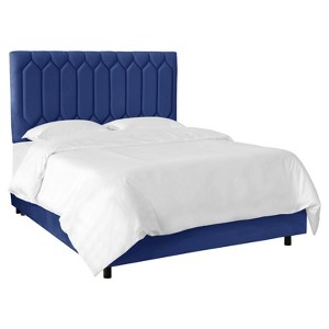 Sophie Upholstered Diamond Tufted Bed - Twin - Navy Velvet - Skyline Furniture , Blue Velvet