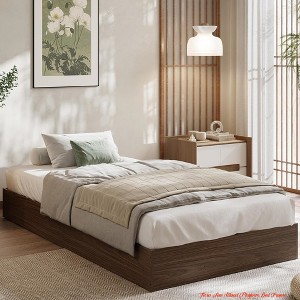 Twin/Twin XL/Full/Queen/Super King/California King Size Wood Platform Bed Frame, Wooden Bed Frame w/ Wood Slat Support No Box Spring Needed - 1 of 4