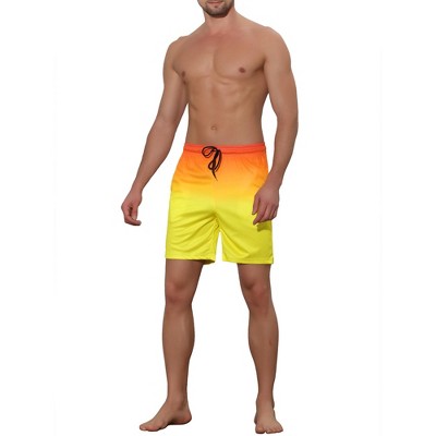 Lars Amadeus Men's Drawstring Waist Colorful Pattern Hawaiian Swim Board Shorts 2 Pack Yellow 34 — фото 2