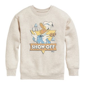 Boys' - Disney - Donald Bit Of A Show Off Graphic Long Sleeve Fleece Sweatshirt - 1 of 4
