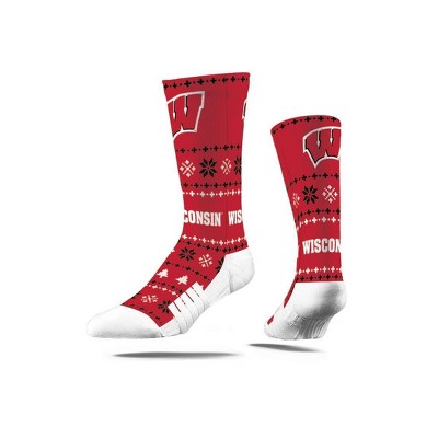 NCAA Wisconsin Badgers Holiday Sweater Crew Socks