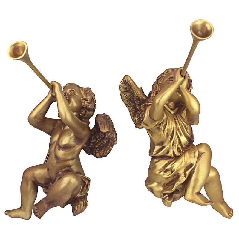 Design Toscano Trumpeting Angels of St. Peters Square: Set of Boy & Girl Angels, gold, 3 of 8