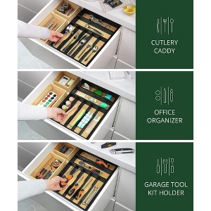 LunaLulinlk Luxury Bamboo Utensil Rack and Silverware Organizer, Kitchen Drawer Organizer - Utensil Holder and Cutlery Tray for Flatware 7 Slot - 1 of 4