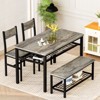 Hooseng 4 Pieces Dining Room Table Set with 2 Chairs and 1 Bench, 4-Person Dining Table Set with MDF Table Top, Metal Frame, and Storage Racks - 3 of 4