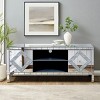 Modern Mirrored Silver TV Stand for 50" TVs, Media Console with Doors, Entertainment Cabinet for Living Room-The Pop Home - 3 of 4