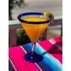 Dos Sueños Mexican Hand Blown  Modern Margarita Glasses - Blue Rim - 12oz - Set of 4 - 3 of 4