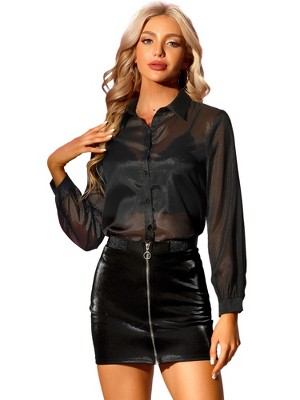 Womens black sheer outlet blouse