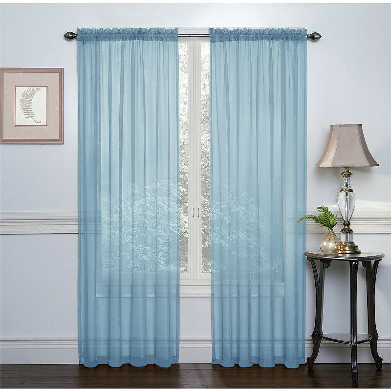 Kate Aurora Basic 2 Pack Sheer Voile Home Window Curtains, 1 of 4