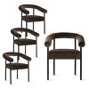 Set of 4 Modern Velvet Upholstered Dining Chairs with Curved Back, Comfortable Kitchen or Dining Room Chairs with Arms-Maison Boucle - 3 of 4