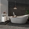 Large Capacity Bamboo Bathroom Storage Cabinet with One Open Shelf, White - 3 of 4