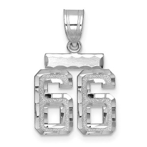 Black Bow Jewelry 14k White Gold, Varsity Collection, Small D/C Pendant, Number 66 - 1 of 3