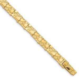 Black Bow Jewelry 7mm 10k Yellow Gold Nugget Link Bracelet, 8 Inch - 1 of 4