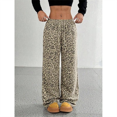 Clotth Women's Y2K Inspired High-Waisted Loose Wide-Leg Pants with Pockets, Streetwear Casual Straight-Leg Drawstring Sweatpants