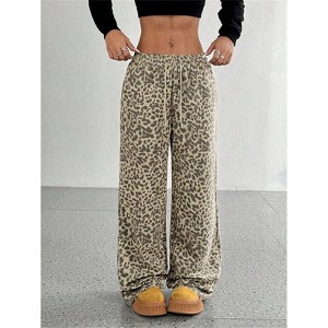 Clotth Women's Y2K Inspired High-Waisted Loose Wide-Leg Pants with Pockets, Streetwear Casual Straight-Leg Drawstring Sweatpants - 1 of 4
