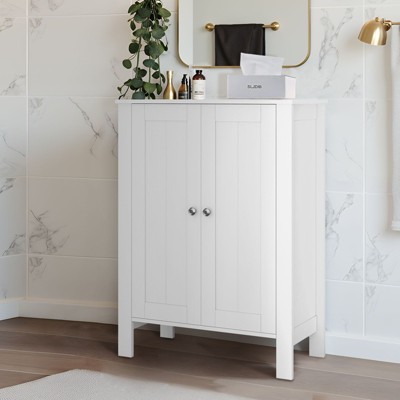 Hyleory Bathroom Floor Storage Cabinet, Freestanding Bathroom Storage Unit with 2 Adjustable Shelves, 11.8 x 23.6 x 31.5 Inches