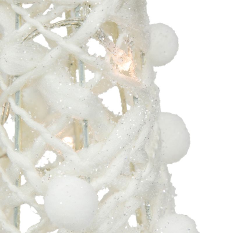 Northlight Set of 3 LED Lighted White Glittered Cone Tree Christmas Decoration 39.25", 4 of 5