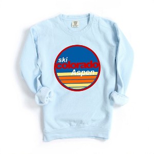 Simply Sage Market Women's  Garment Dyed Graphic Sweatshirt Aspen Ski Resort - 1 of 4