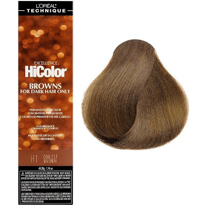 L'oreal Tecnique HiColor Browns for Dark Hair Only (#H1 COOLEST BROWN) Loreal HighColor Permanent Dye High Color
