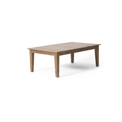 Vynxaria Patio Coffee Tables - 39.5" Light Brown Rustic Outdoor Coffee Table