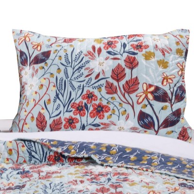 Multicolor Floral Print Reversible Cotton Polyester Pillow Sham