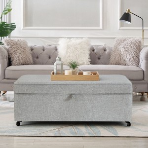 NicBex 45 Inch Storage Ottoman Bench, Modern Linen Bench with Wheels, Sofa Bench for Living Room, Bedroom, Entryway - 1 of 4