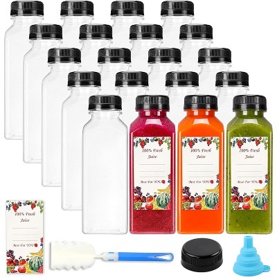 Plastic Juicing Bottles with Caps, 20-Piece 16oz Clear Drink Containers for Smoothies