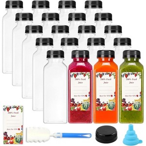 Plastic Juicing Bottles with Caps, 20-Piece 16oz Clear Drink Containers for Smoothies - 1 of 4