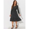 Allegra K Women's Floral V Neck Belt Waist Long Sleeve Flowy Flare Chiffon Midi Dress - 4 of 4
