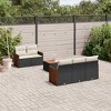 vidaXL 6 Piece Patio Sofa Set with Cushions Black and Cream Poly Rattan - 2 of 4
