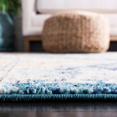 Madison 4' x 6' Blue and Yellow Synthetic Area Rug