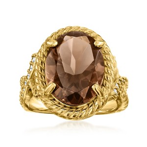 Ross-Simons 9.00 Carat Smoky Quartz Ring With .30 ct. t.w. White Topaz in 18kt Gold Over Sterling - 1 of 4