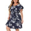 Agnes Orinda Women's Plus Size V Neck Floral Tie Waist Mini Dressy A Line Dresses - 2 of 4