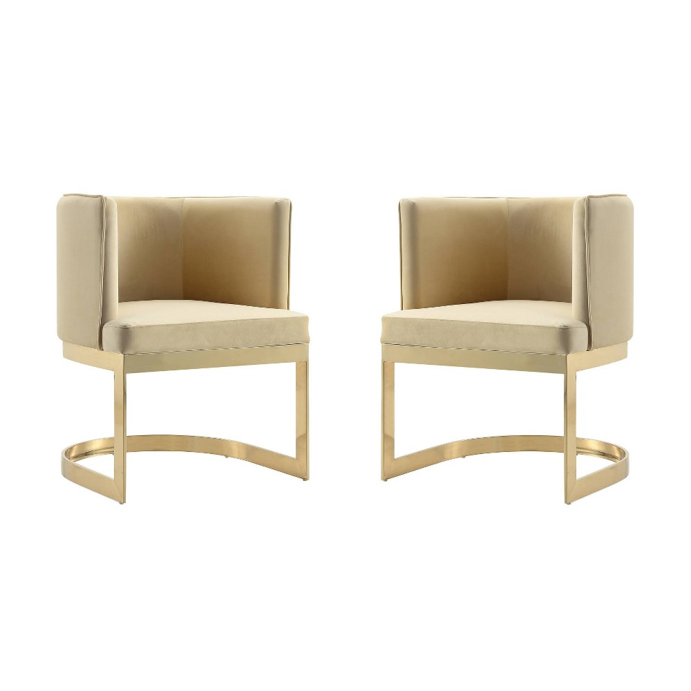 UPC 810077080924 product image for Set of 2 Aura Velvet Dining Chairs Sand - Manhattan Comfort | upcitemdb.com