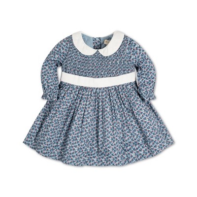 Hope & Henry Baby Girl Layette Long Sleeve Smocked Peter Pan Collar Dress, Infant, 6-12 Months