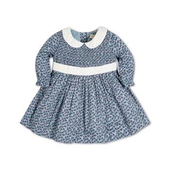 Hope & Henry Baby Girl Layette Long Sleeve Smocked Peter Pan Collar Dress, Infant
