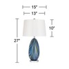 Possini Euro Design Pablo Modern Table Lamp 27" Tall Blue Art Glass White Tapered Drum Shade for Bedroom Living Room Bedside Nightstand Office Family - 4 of 4