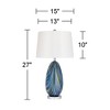 Possini Euro Design Pablo Modern Table Lamp 27" Tall Blue Art Glass with Table Top Dimmer Fabric Drum Shade for Bedroom Living Room Bedside Office - image 4 of 4