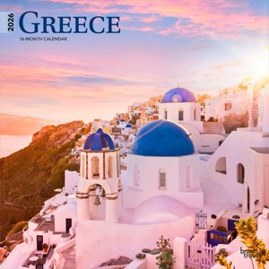 BrownTrout Greece 2026 12"x24" Hanging Square Wall Calendar Plastic-Free - 1 of 4