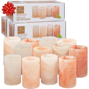 D'Eco Himalayan Salt Shot Glasses (12 Pack) Hand-Carved 3" All-Natural Salt Tequila Shooters- Light Salt flavor to Any Drink- Great Gift - 1 of 4