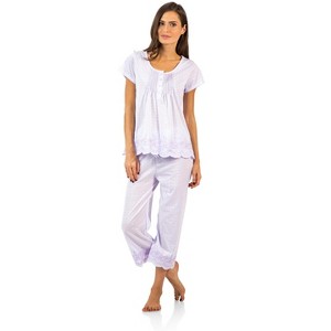 Casual Nights Women's Dot Short Sleeve Capri Pajama Set - 1 of 4