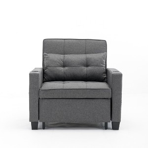 TiramisuBest Futon Chair Bed Convertible Chair 3-in-1 Pull Out Sleeper Chair Beds with USB Ports, Modular Sectional Sofa with Storage, Sideb - 1 of 4